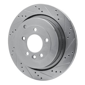 Land Rover LR4 Brake Rotor (1) - Rear Right - R1 Concepts - Drilled & Slotted - Silver - `05-`16